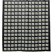 ロベバードさくらんぼ花咲き枝スクエアブラック シャワーカーテン (正面)