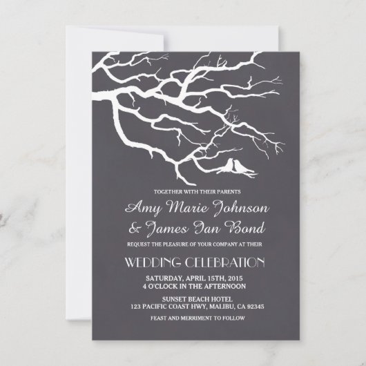 ロベバードのチョークボード結婚式はロベバードを招く4 招待状 (正面)