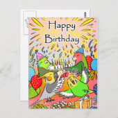 ロベバードブジーcockatielパロレットハッピーバースデー ポストカード (正面/裏面)