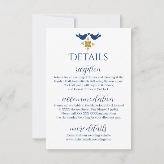 ロベバード結婚メキシコ詳細エンクロージャカード 出欠カード (正面)