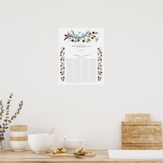 ロベバード、120ゲストのクーカー結婚の証明書 ポスター (キッチン)