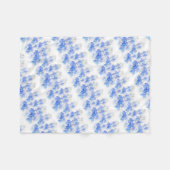 ロベリアストライプのブルーフラワーブランケット フリースブランケット (正面(横))