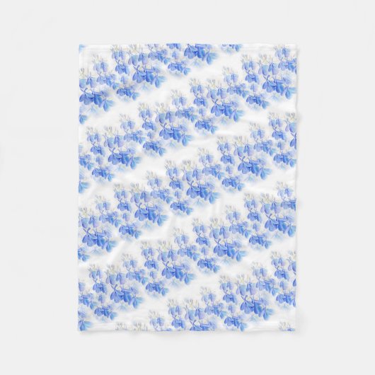 ロベリアストライプのブルーフラワーブランケット フリースブランケット (正面)