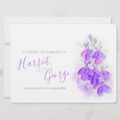 ロベリア紫フローラ結婚水色 招待状 (正面)