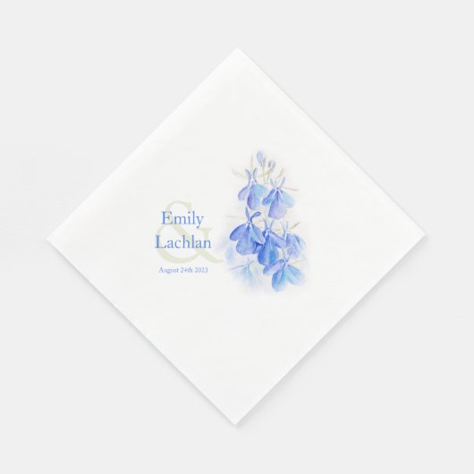 ロベリア結婚ブルー水カラーアート紙ナプキンス スタンダードランチョンナプキン (角)