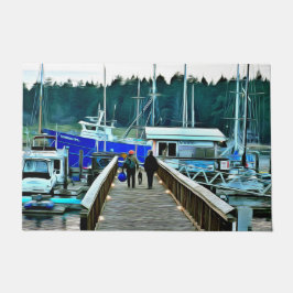 ロペス島のドッグとボート ドアマット