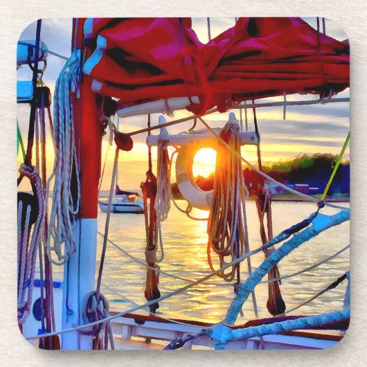 ロペズアイランドボーツアンドサンセット懸命プラスチックコースター コースター (正面)