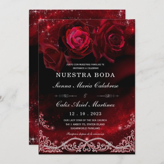 ロホ・イ・ブランコ・ボーダ・アン・ネグロ 招待状 (正面/裏面)