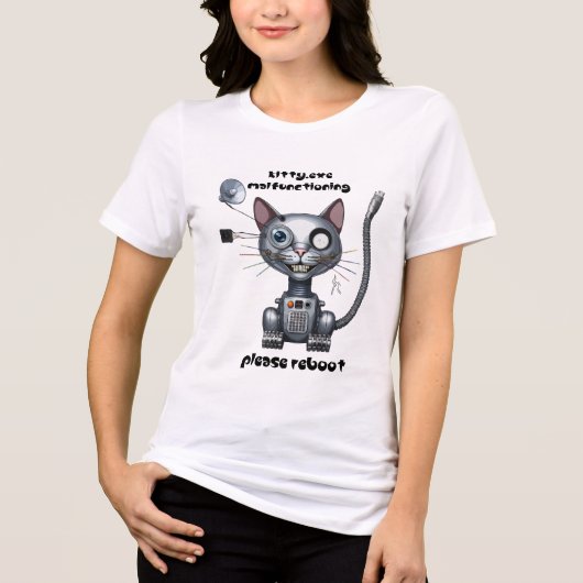 ロボおもしろいット猫 トライブレンドTシャツ (正面)