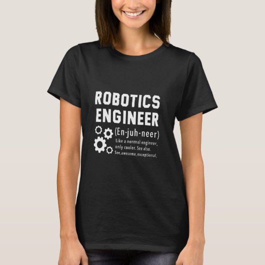 ロボおもしろいティクスエンジニア定義エンジニアリングT-s Tシャツ (正面)