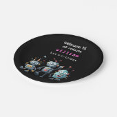 ロボおもしろい熱狂するト誕生日の招待状 ペーパープレート (アングル)