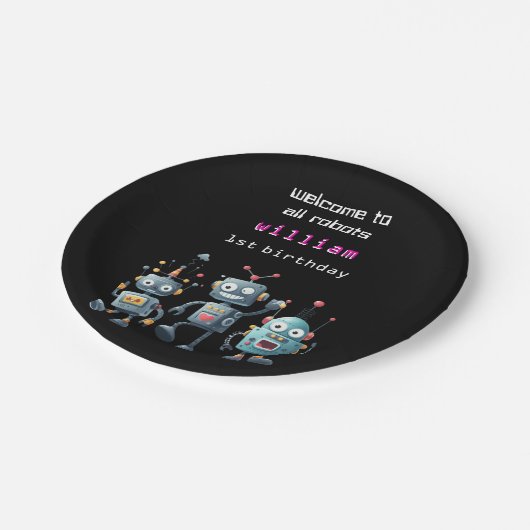 ロボおもしろい熱狂するト誕生日の招待状 ペーパープレート