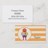 ロボカラフルットオンオレンジストライプ色 名刺 (正面/裏面)