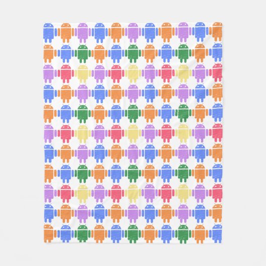 ロボカラフル図解入りの、写真付きのットパターン フリースブランケット (正面)