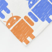 ロボカラフル図解入りの、写真付きのットパターン フリースブランケット (角)