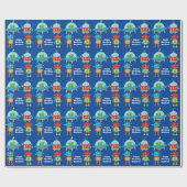 ロボクールットブルーパーソナライズされた子供の誕生日パーティー ラッピングペーパー (フラット)