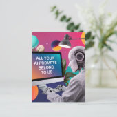 ロボットあなたのAIプロンプトはすべて私たちに属している ポストカード (スタンド正面)