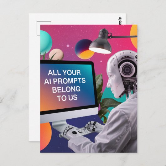 ロボットあなたのAIプロンプトはすべて私たちに属している ポストカード (正面/裏面)