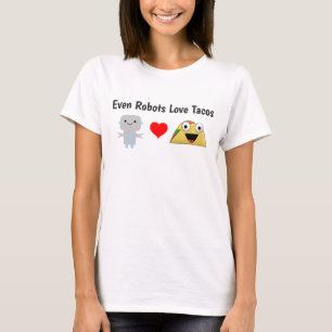 ロボットおもしろいユーモアのあるもタコスが大好き Tシャツ