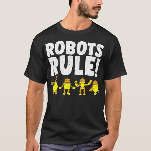 ロボットおもしろいーがロボット科学モダンロボットEをルール Tシャツ (正面)