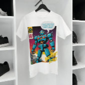 ロボットおもしろい漫画ブックアートスタイルパーソナライズされたティー Tシャツ