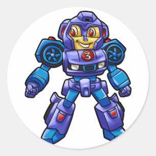 ロボットおもしろい漫画  ロボットカー  背景色の選択 ラウンドシール