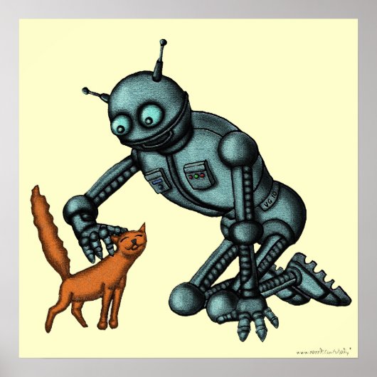 ロボットおもしろい・猫芸術ポスター ポスター (正面)