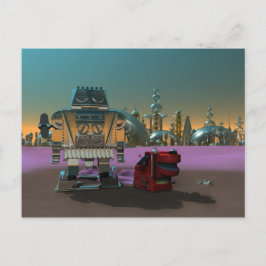 ロボットおよび彼の犬の郵便はがき ポストカード