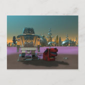 ロボットおよび彼の犬の郵便はがき ポストカード (正面)