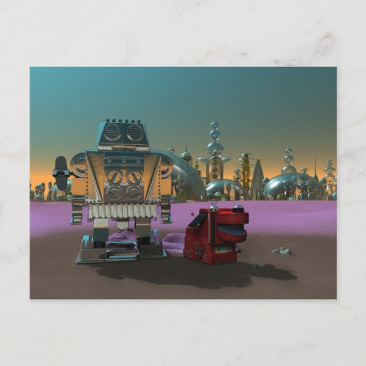 ロボットおよび彼の犬の郵便はがき ポストカード (正面)