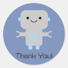 ロボットかわいい漫画サンキューブルー ラウンドシール