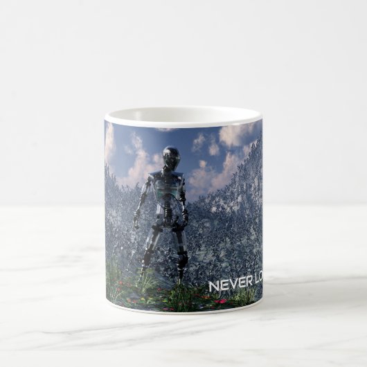 ロボットがいる未来の風景。Never Look Back コーヒーマグカップ (中央)