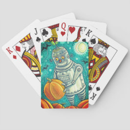 ロボットがカボチャを摘み取る，ハロウィーンのメカニカルマン トランプ