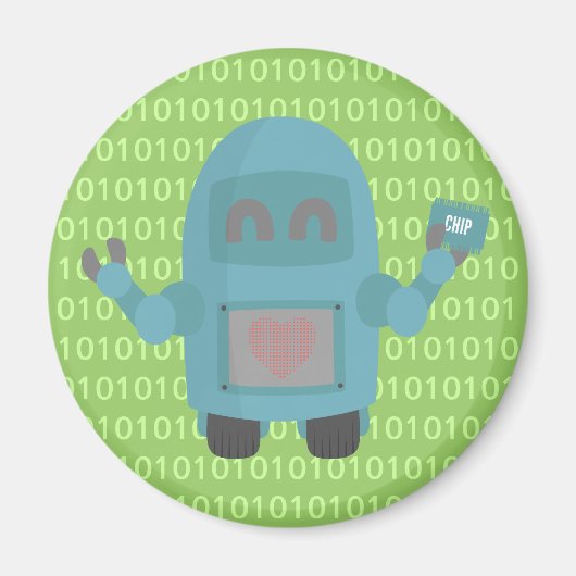 ロボットがコンピュータチップを愛する マグネット (正面)