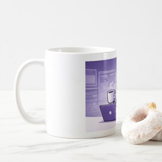 ロボットがコーヒーを飲む クラシックマグ 11オンス コーヒーマグカップ (ドーナツ)