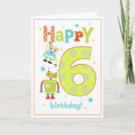 ロボットがデザインされた6歳の男の子の誕生日カード カード