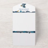 ロボットがベビーと書籍を準備 オールインワン招待状 (外側)