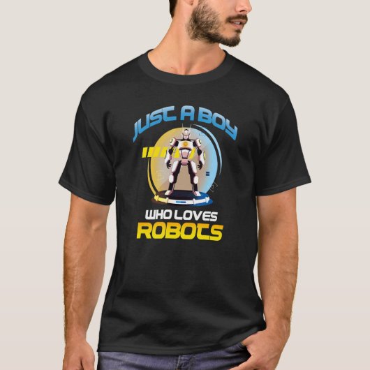 ロボットが大好きな少年デザイン Tシャツ (正面)
