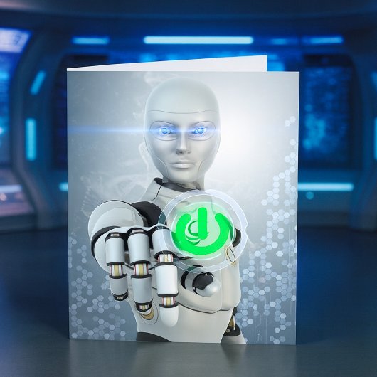 ロボットが電源ボタンを押すSFノートカード カード