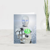 ロボットが電源ボタンを押すSFノートカード カード (正面)