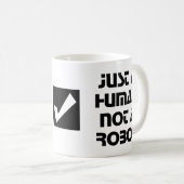 ロボットではない人間だけの白黒タイポグラフィ コーヒーマグカップ (正面右)