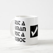 ロボットではない人間だけの白黒タイポグラフィ コーヒーマグカップ (正面左)
