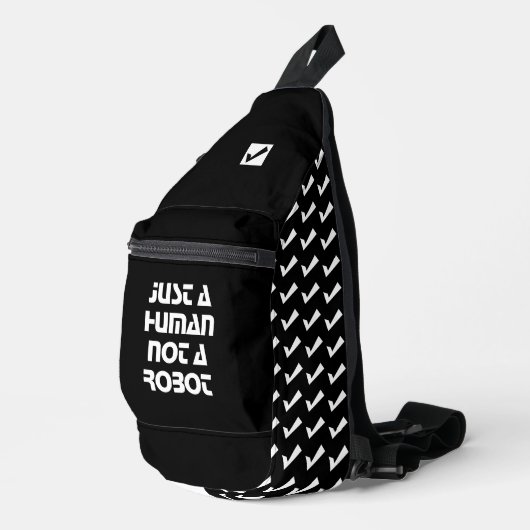 ロボットではない人間の白黒 モダン スリングバッグ (右コーナー)