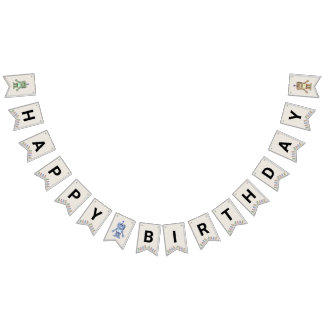 ロボットとギア誕生日バナー バンティングフラッグ