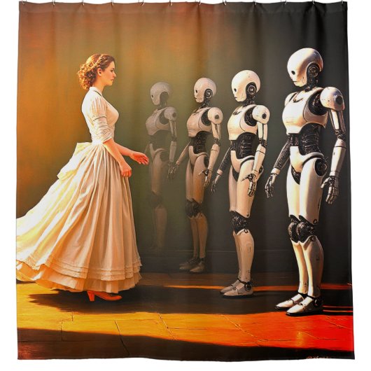 ロボットと人間 シャワーカーテン (正面)