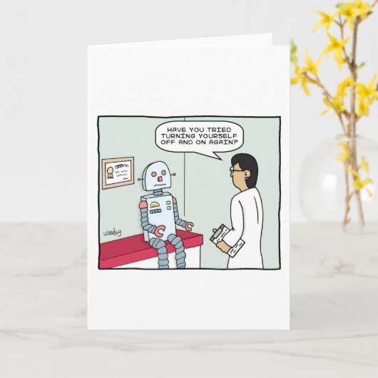 ロボットと医師 カード (黄色い花)