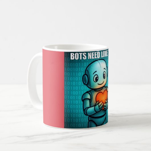 ロボットにも愛を - コーヒーマグカップ (正面左)