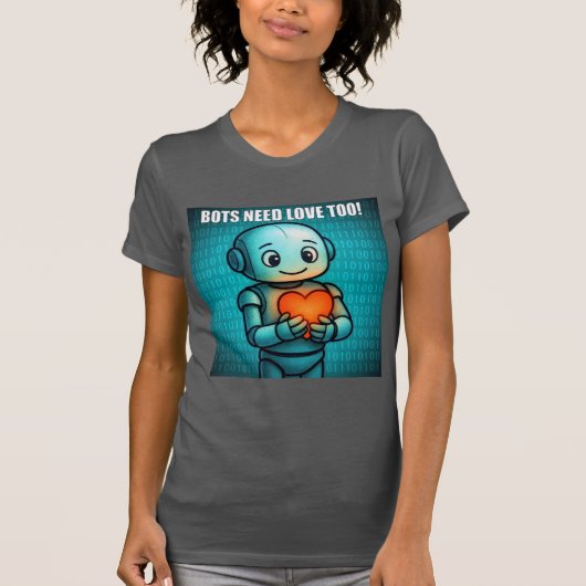 ロボットにも愛を - 女性用アスファルトグレー Tシャツ (正面)
