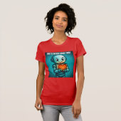 ロボットにも愛を - 女性用明るい赤 Tシャツ (正面フル)