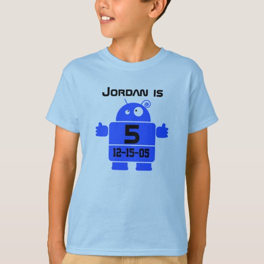 ロボットのカスタマイズ可能な第5誕生日Tシャツ Tシャツ (正面)